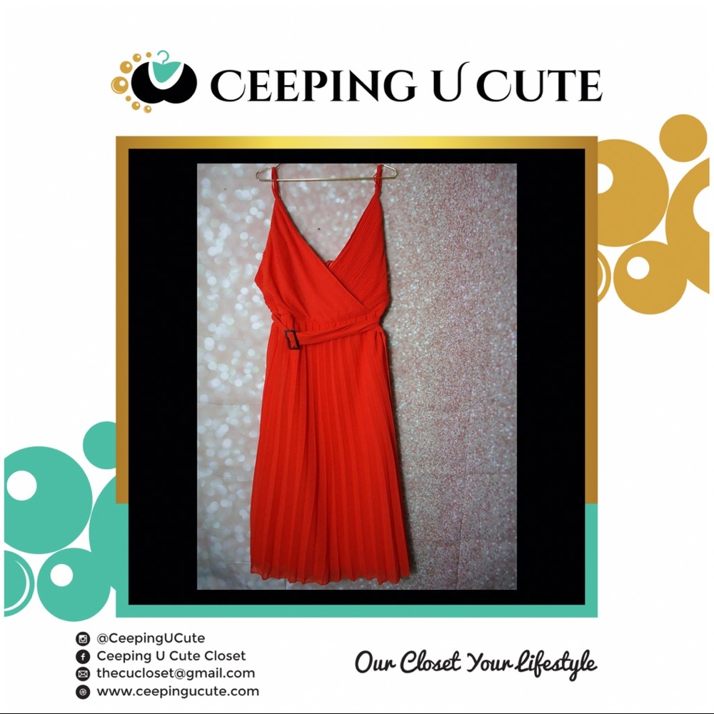 Red/Orange T Strap Dress